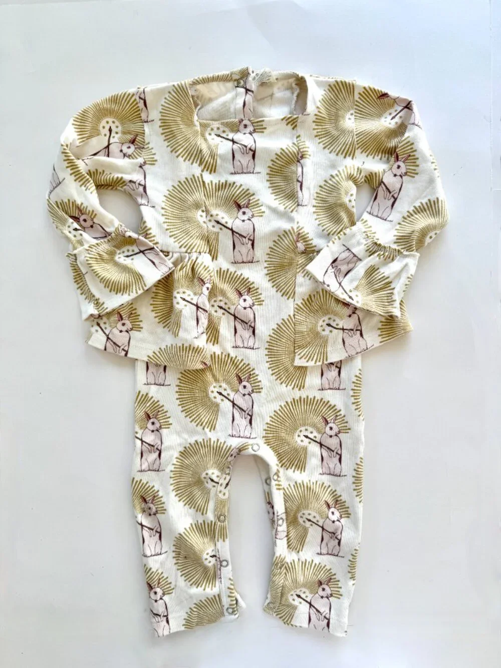 Kate Quinn Magic Rabbit Print Peplum Romper 18-24m
